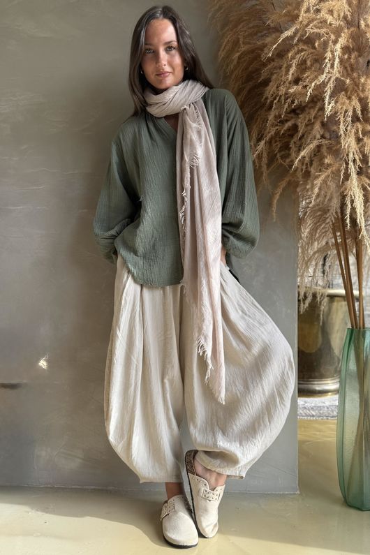 Laurie Cushion Cotton Blouse Khaki /12=